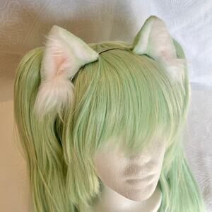 Mint Green Kitten Ears Cat Ears Headband Furry Fursuit Cosplay